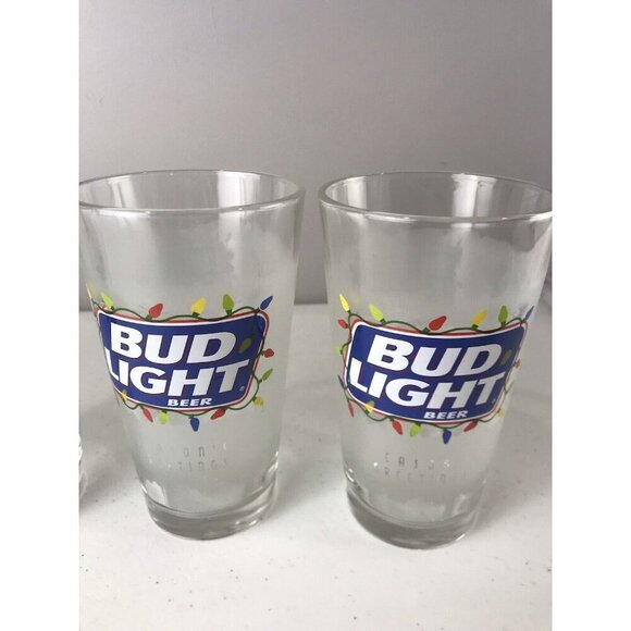 Set Of 6 Budweiser Seasons Greetings Bud King Of Beers & Bud Light Glasses - Picture 5 of 7
